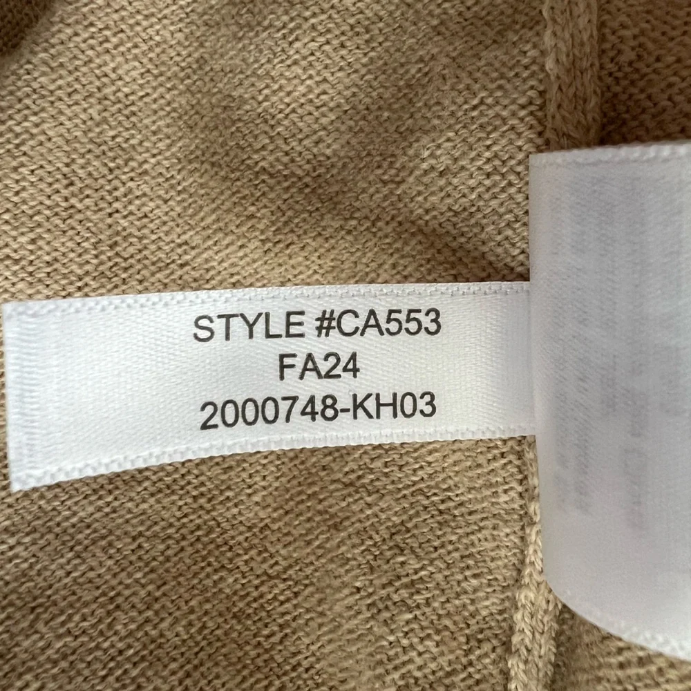 J. Crew NWT Cotton Cashmere Mock Neck Half-Zip Long Sleeve Sweater Cream, Large